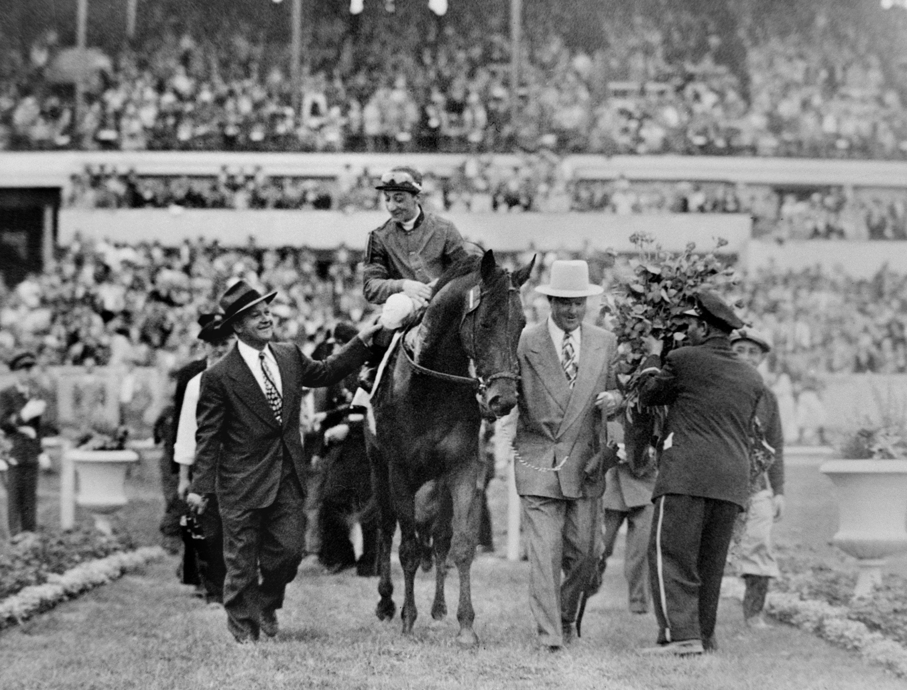 Arcaro on Citation after 1948 KY Derby win, with Ben Jones & H.A. Jimmy Jones