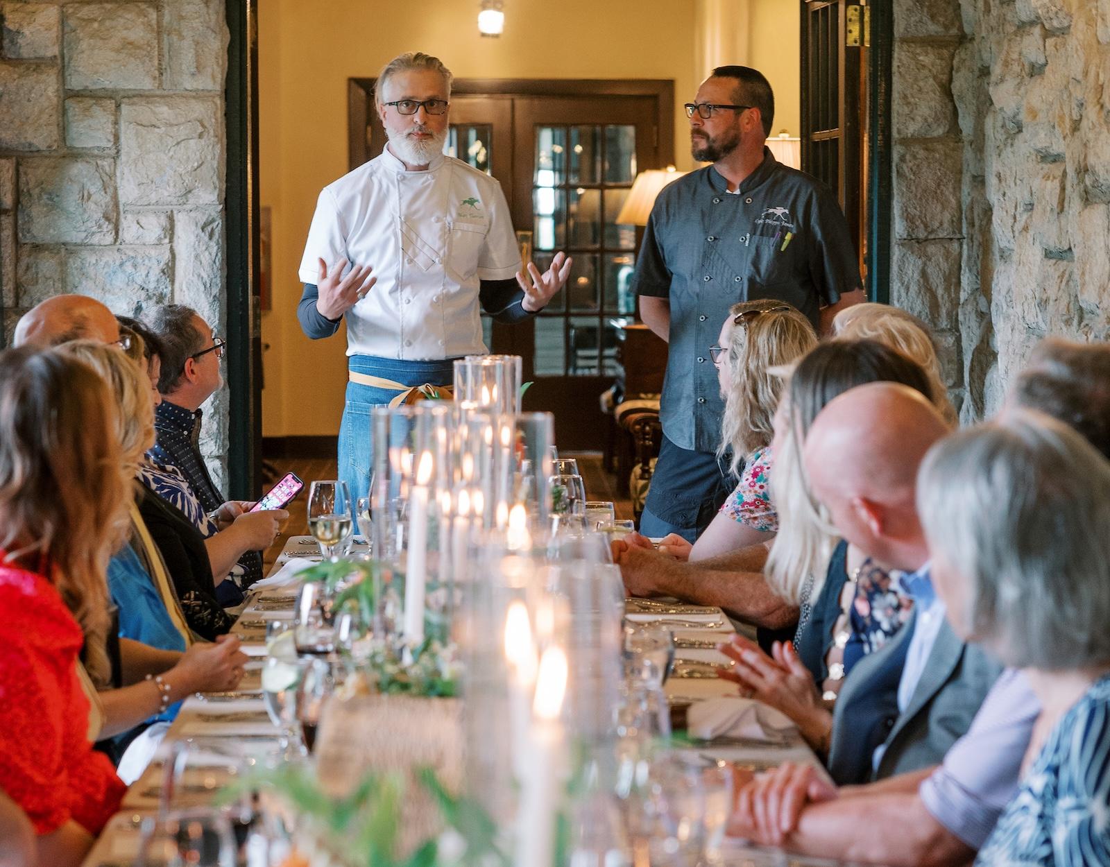 Merc Therrien addressing diners