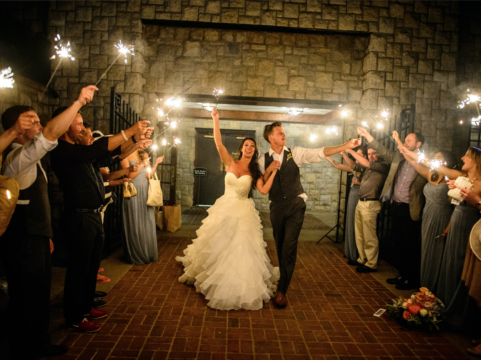 Clubhouse Wedding exit, sparklers
